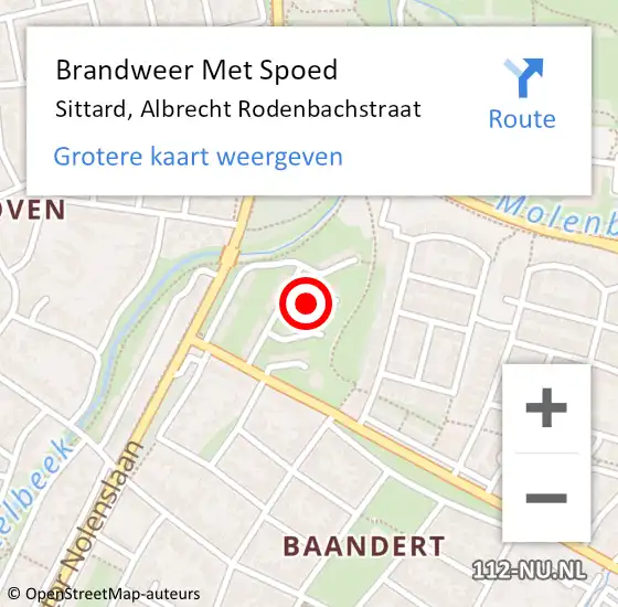 Locatie op kaart van de 112 melding: Brandweer Met Spoed Naar Sittard, Albrecht Rodenbachstraat op 7 juni 2019 04:58