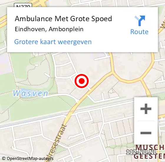 Locatie op kaart van de 112 melding: Ambulance Met Grote Spoed Naar Eindhoven, Ambonplein op 7 juni 2019 06:18