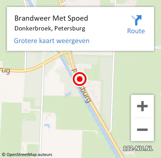 Locatie op kaart van de 112 melding: Brandweer Met Spoed Naar Donkerbroek, Petersburg op 7 juni 2019 08:17