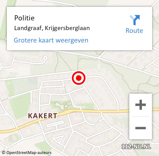 Locatie op kaart van de 112 melding: Politie Landgraaf, Krijgersberglaan op 7 juni 2019 09:45