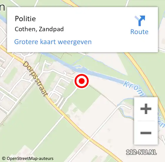 Locatie op kaart van de 112 melding: Politie Cothen, Zandpad op 7 juni 2019 09:56