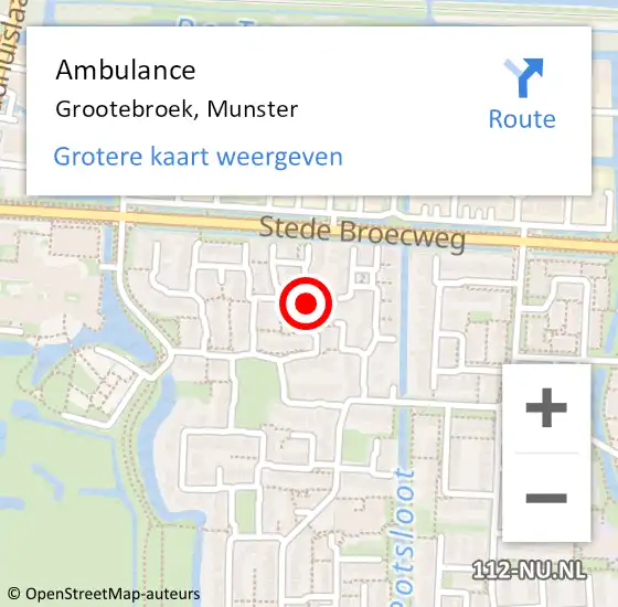 Locatie op kaart van de 112 melding: Ambulance Grootebroek, Munster op 7 juni 2019 11:04