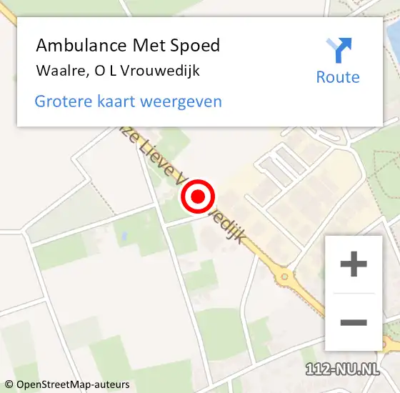 Locatie op kaart van de 112 melding: Ambulance Met Spoed Naar Waalre, O L Vrouwedijk op 7 juni 2019 11:26