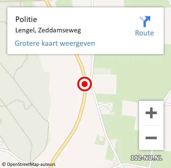 Locatie op kaart van de 112 melding: Politie Lengel, Zeddamseweg op 7 juni 2019 11:50