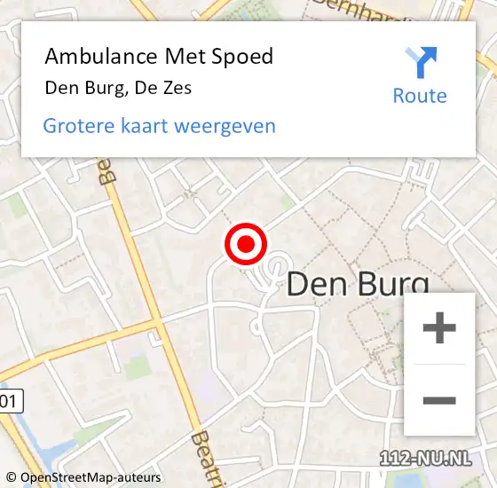 Locatie op kaart van de 112 melding: Ambulance Met Spoed Naar Den Burg, De Zes op 7 juni 2019 11:59