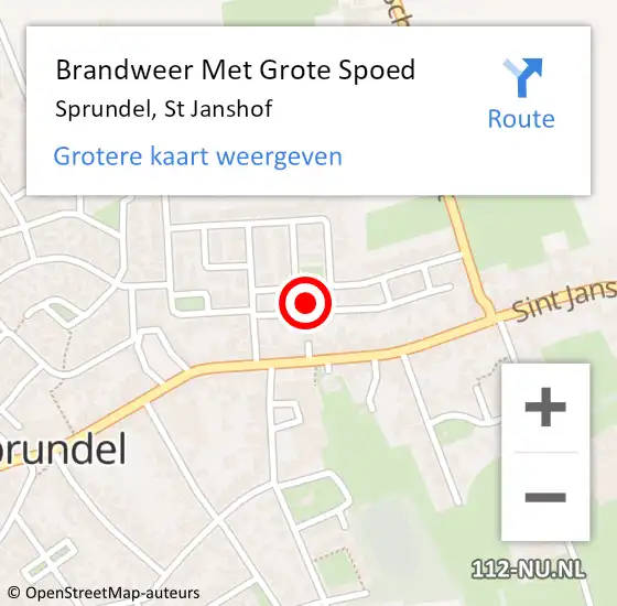 Locatie op kaart van de 112 melding: Brandweer Met Grote Spoed Naar Sprundel, St Janshof op 7 juni 2019 12:15