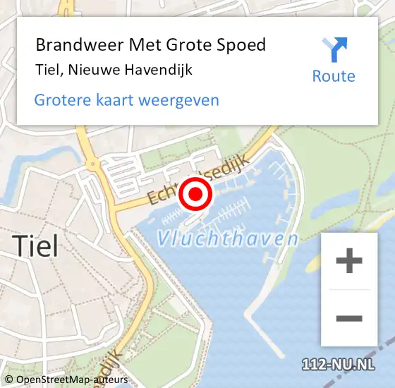 Locatie op kaart van de 112 melding: Brandweer Met Grote Spoed Naar Tiel, Nieuwe Havendijk op 7 juni 2019 12:24