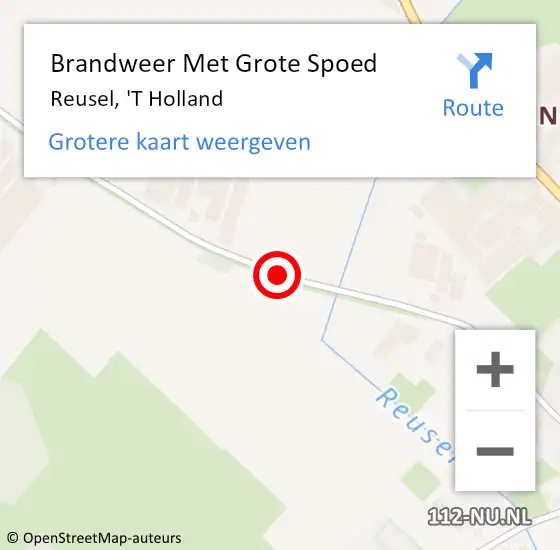 Locatie op kaart van de 112 melding: Brandweer Met Grote Spoed Naar Reusel, 'T Holland op 7 juni 2019 12:26