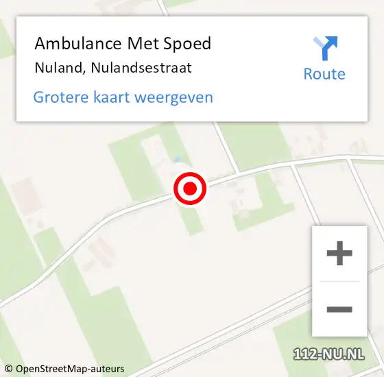 Locatie op kaart van de 112 melding: Ambulance Met Spoed Naar Nuland, Nulandsestraat op 7 juni 2019 12:28