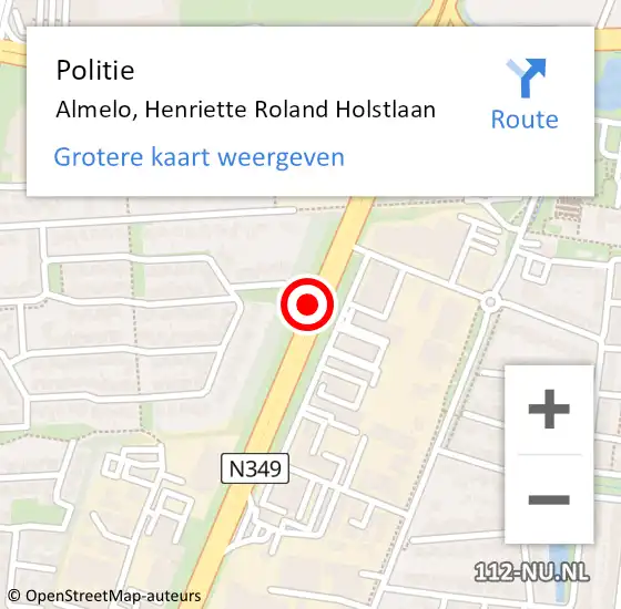 Locatie op kaart van de 112 melding: Politie Almelo, Henriette Roland Holstlaan op 7 juni 2019 12:59