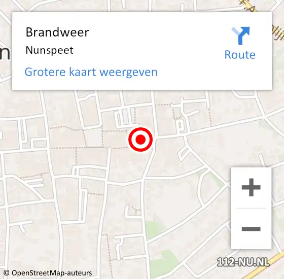 Locatie op kaart van de 112 melding: Brandweer Nunspeet op 7 juni 2019 13:22