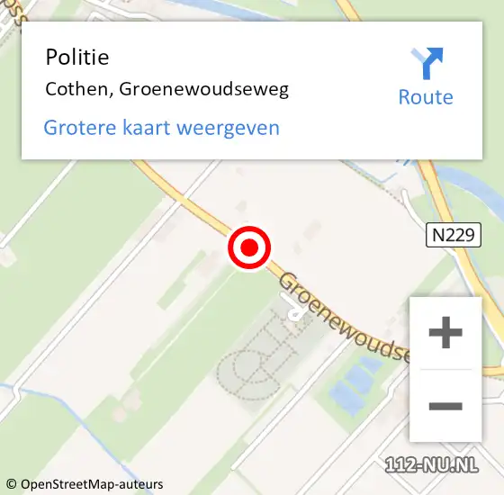 Locatie op kaart van de 112 melding: Politie Cothen, Groenewoudseweg op 7 juni 2019 13:40