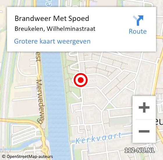 Locatie op kaart van de 112 melding: Brandweer Met Spoed Naar Breukelen, Wilhelminastraat op 7 juni 2019 14:20