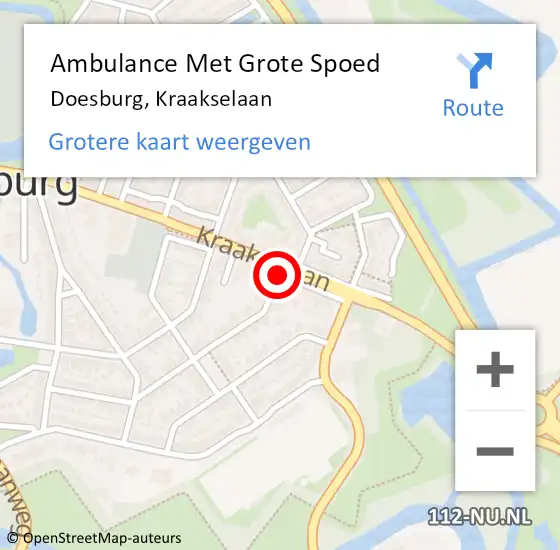 Locatie op kaart van de 112 melding: Ambulance Met Grote Spoed Naar Doesburg, Kraakselaan op 7 juni 2019 14:26