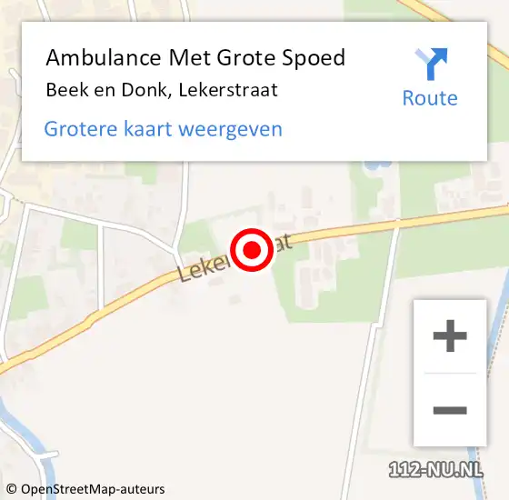 Locatie op kaart van de 112 melding: Ambulance Met Grote Spoed Naar Beek en Donk, Lekerstraat op 7 juni 2019 14:47