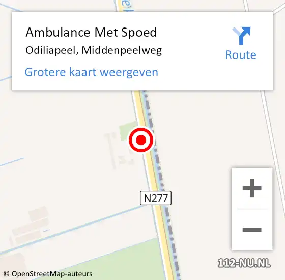 Locatie op kaart van de 112 melding: Ambulance Met Spoed Naar Odiliapeel, Middenpeelweg op 7 juni 2019 15:24