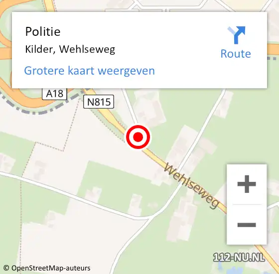 Locatie op kaart van de 112 melding: Politie Kilder, Wehlseweg op 7 juni 2019 15:32