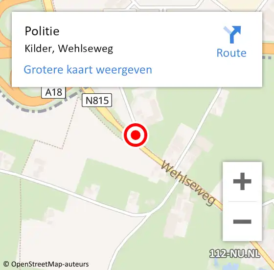 Locatie op kaart van de 112 melding: Politie Kilder, Wehlseweg op 7 juni 2019 15:41