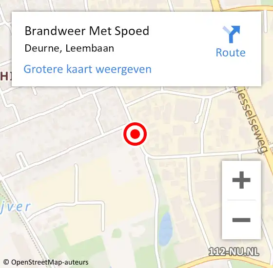 Locatie op kaart van de 112 melding: Brandweer Met Spoed Naar Deurne, Leembaan op 7 juni 2019 15:57