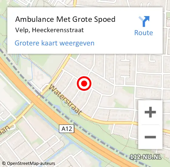 Locatie op kaart van de 112 melding: Ambulance Met Grote Spoed Naar Velp, Heeckerensstraat op 7 juni 2019 15:58