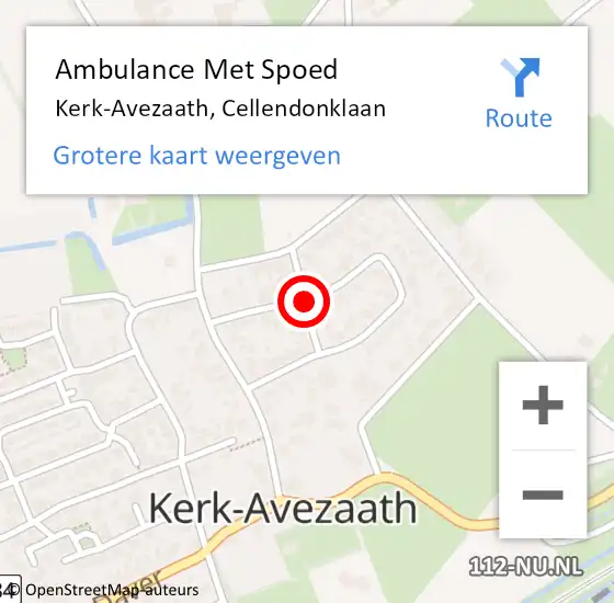 Locatie op kaart van de 112 melding: Ambulance Met Spoed Naar Kerk-Avezaath, Cellendonklaan op 7 juni 2019 16:28