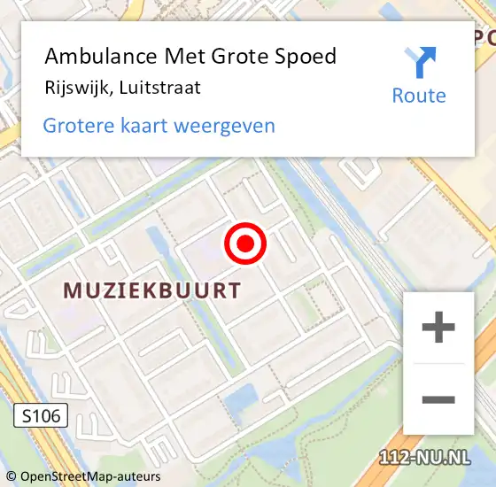 Locatie op kaart van de 112 melding: Ambulance Met Grote Spoed Naar Rijswijk, Luitstraat op 7 juni 2019 17:21