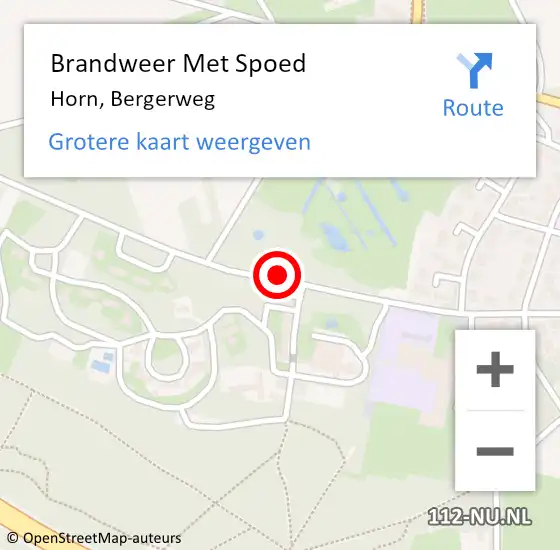 Locatie op kaart van de 112 melding: Brandweer Met Spoed Naar Horn, Bergerweg op 7 juni 2019 17:48