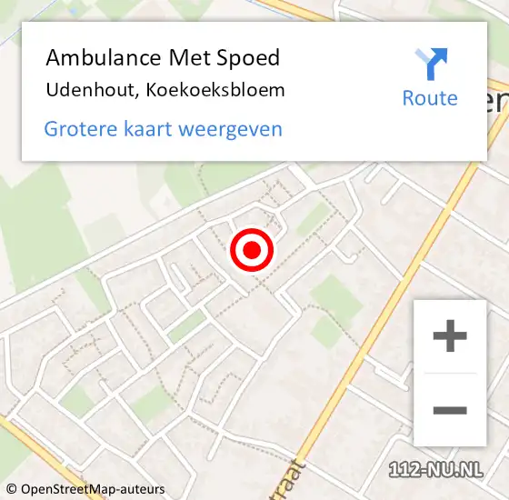 Locatie op kaart van de 112 melding: Ambulance Met Spoed Naar Udenhout, Koekoeksbloem op 7 juni 2019 18:55