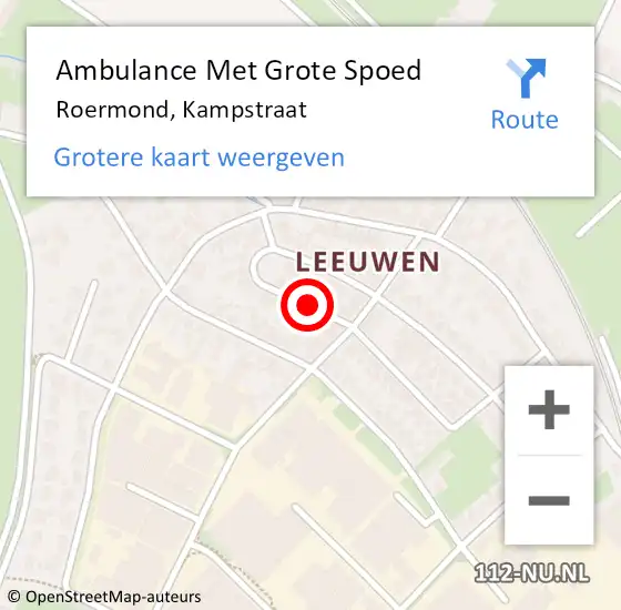 Locatie op kaart van de 112 melding: Ambulance Met Grote Spoed Naar Roermond, Kampstraat op 7 juni 2019 19:25