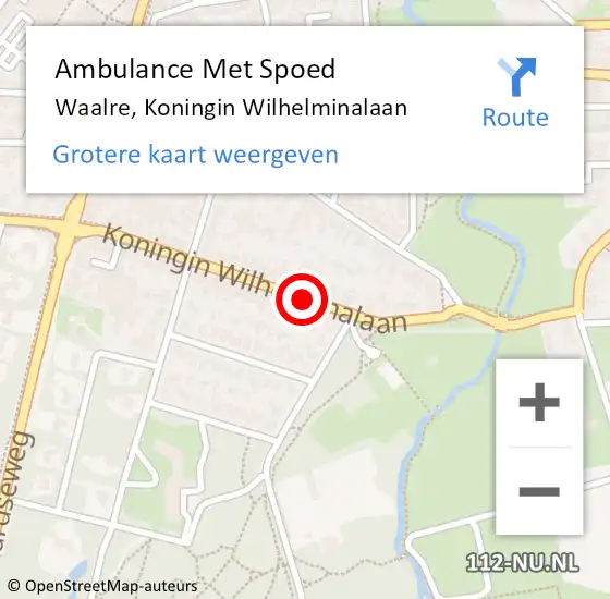 Locatie op kaart van de 112 melding: Ambulance Met Spoed Naar Waalre, Koningin Wilhelminalaan op 7 juni 2019 19:37