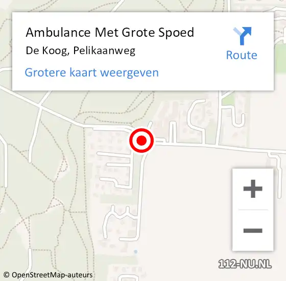 Locatie op kaart van de 112 melding: Ambulance Met Grote Spoed Naar De Koog, Pelikaanweg op 7 juni 2019 19:51