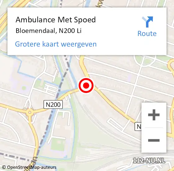 Locatie op kaart van de 112 melding: Ambulance Met Spoed Naar Bloemendaal, N200 Li op 7 juni 2019 20:18