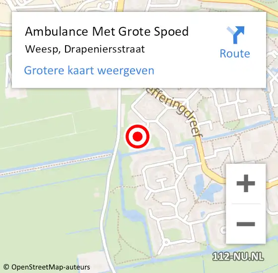 Locatie op kaart van de 112 melding: Ambulance Met Grote Spoed Naar Weesp, Drapeniersstraat op 3 april 2014 16:14