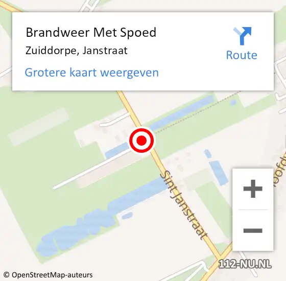 Locatie op kaart van de 112 melding: Brandweer Met Spoed Naar Zuiddorpe, Janstraat op 7 juni 2019 21:32