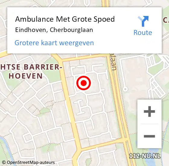 Locatie op kaart van de 112 melding: Ambulance Met Grote Spoed Naar Eindhoven, Cherbourglaan op 7 juni 2019 21:37