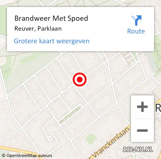 Locatie op kaart van de 112 melding: Brandweer Met Spoed Naar Reuver, Parklaan op 7 juni 2019 22:03