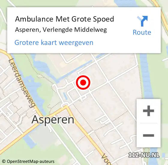 Locatie op kaart van de 112 melding: Ambulance Met Grote Spoed Naar Asperen, Verlengde Middelweg op 7 juni 2019 22:05