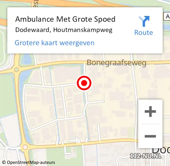 Locatie op kaart van de 112 melding: Ambulance Met Grote Spoed Naar Dodewaard, Houtmanskampweg op 7 juni 2019 22:28