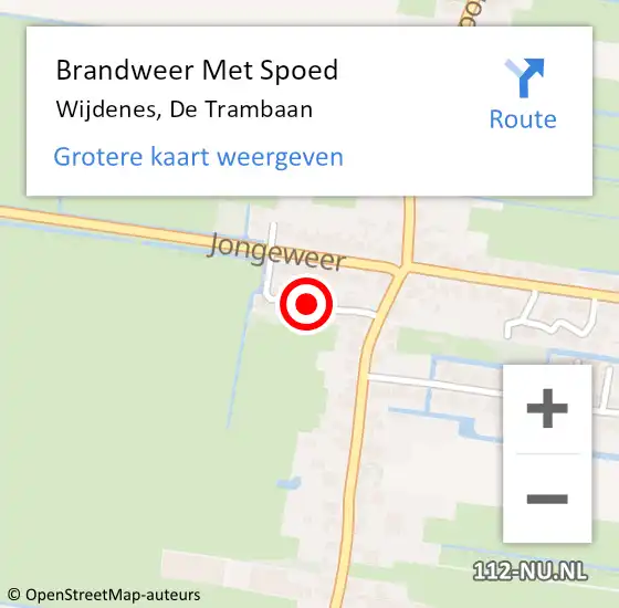 Locatie op kaart van de 112 melding: Brandweer Met Spoed Naar Wijdenes, De Trambaan op 7 juni 2019 22:46