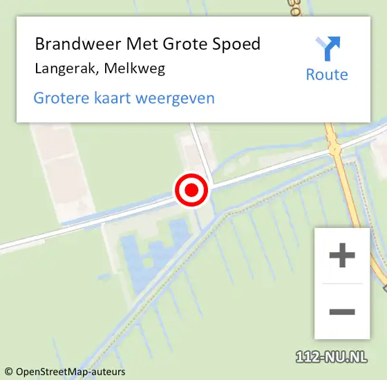 Locatie op kaart van de 112 melding: Brandweer Met Grote Spoed Naar Langerak, Melkweg op 7 juni 2019 23:57