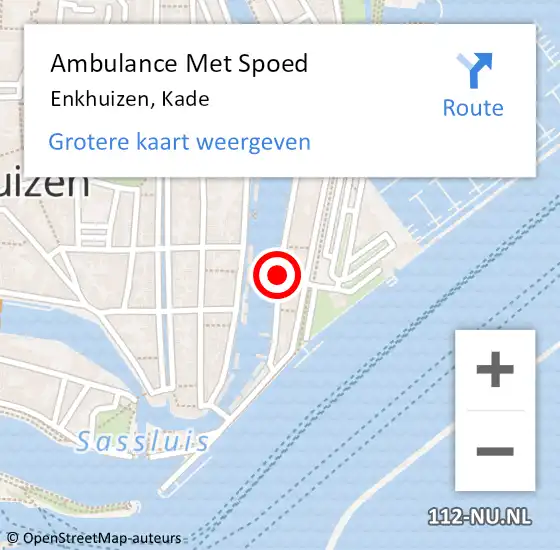 Locatie op kaart van de 112 melding: Ambulance Met Spoed Naar Enkhuizen, Kade op 8 juni 2019 00:06