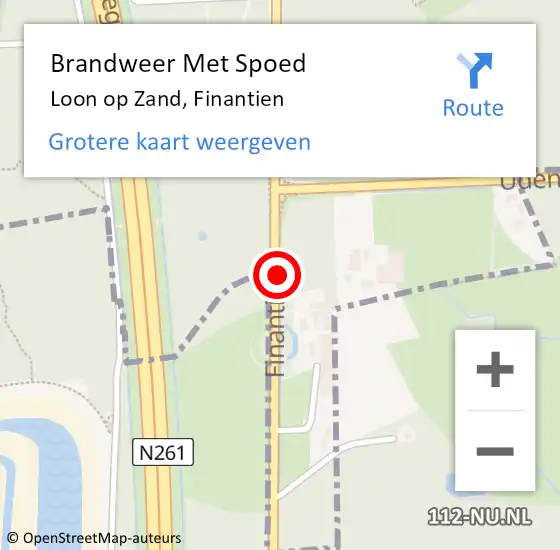 Locatie op kaart van de 112 melding: Brandweer Met Spoed Naar Loon op Zand, Finantien op 8 juni 2019 02:40