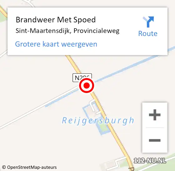 Locatie op kaart van de 112 melding: Brandweer Met Spoed Naar Sint-Maartensdijk, Provincialeweg op 8 juni 2019 02:56