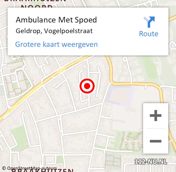 Locatie op kaart van de 112 melding: Ambulance Met Spoed Naar Geldrop, Vogelpoelstraat op 8 juni 2019 03:27