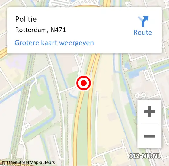Locatie op kaart van de 112 melding: Politie Rotterdam, N471 op 8 juni 2019 03:54