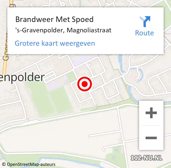Locatie op kaart van de 112 melding: Brandweer Met Spoed Naar 's-Gravenpolder, Magnoliastraat op 8 juni 2019 04:09