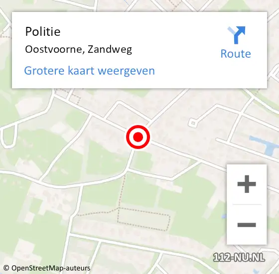 Locatie op kaart van de 112 melding: Politie Oostvoorne, Zandweg op 8 juni 2019 04:35