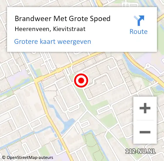 Locatie op kaart van de 112 melding: Brandweer Met Grote Spoed Naar Heerenveen, Kievitstraat op 3 april 2014 16:38