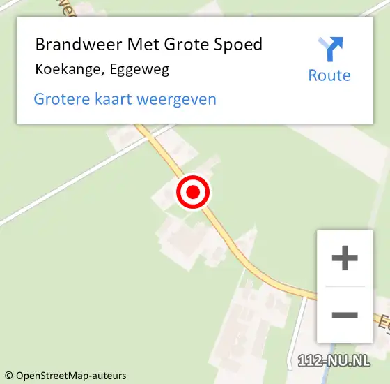 Locatie op kaart van de 112 melding: Brandweer Met Grote Spoed Naar Koekange, Eggeweg op 3 april 2014 16:42