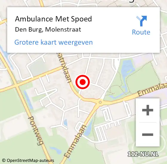 Locatie op kaart van de 112 melding: Ambulance Met Spoed Naar Den Burg, Molenstraat op 8 juni 2019 06:33
